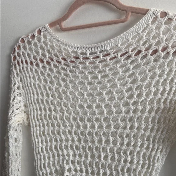 ViX Paula Hermanny Size Small Belle Crochet Knit Long Sleeve Cover-Up Women Swim - Picture 13 of 16